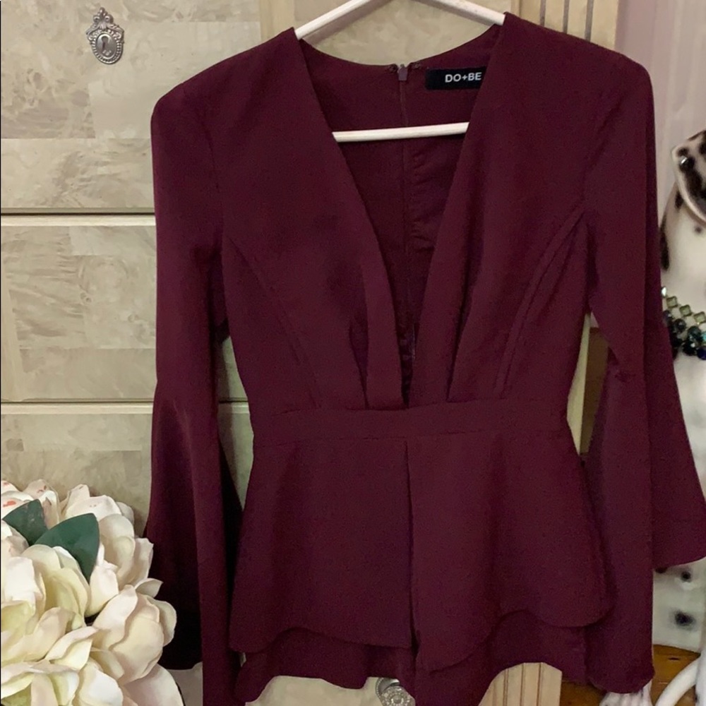 Deep purple drama sleeve romper
